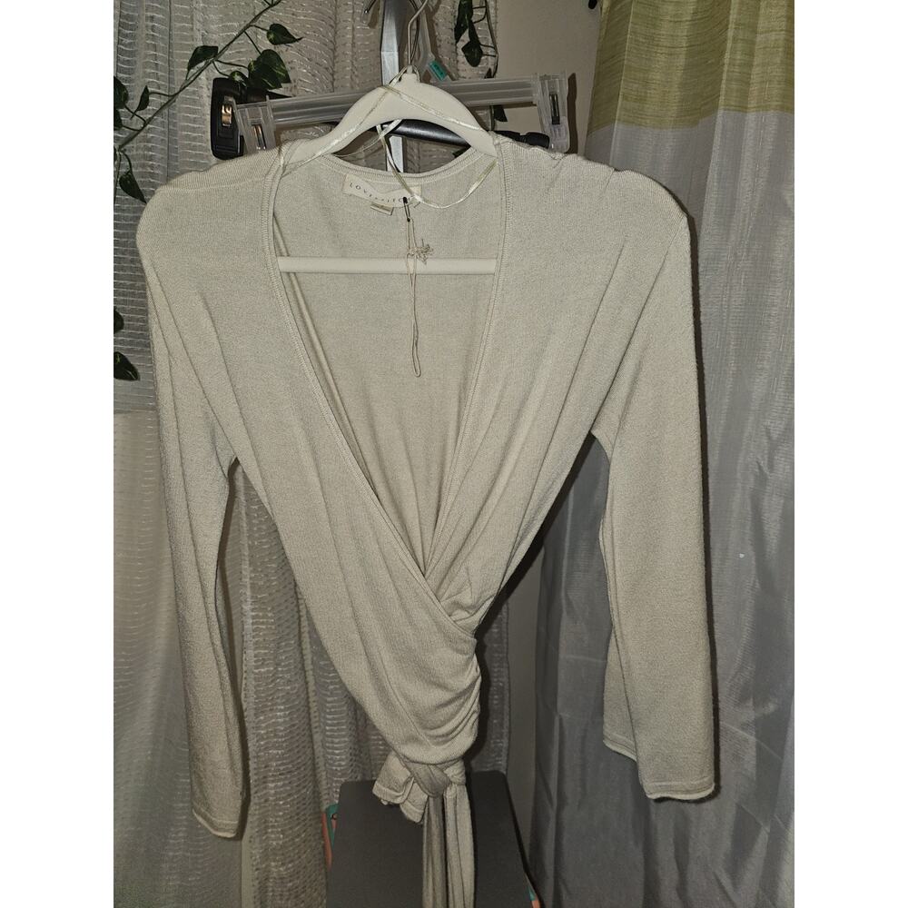 Cream Sweater Size S NWT | Wrap Crossover Tie Waist | Lovestitch
